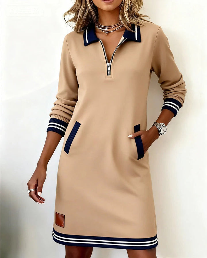 Chic Long Sleeve Cotton Dress