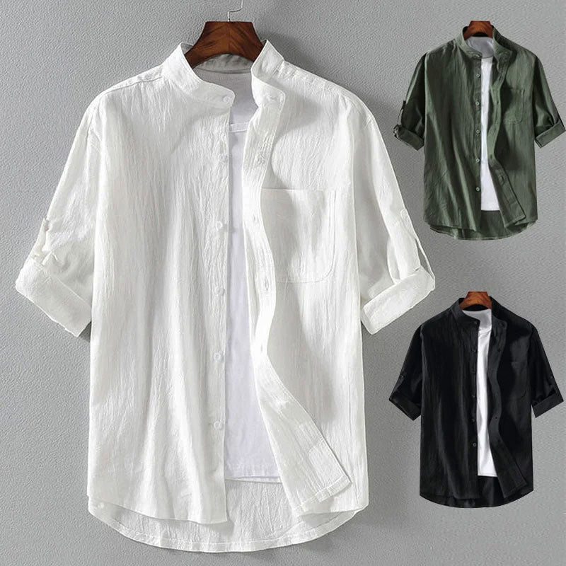 Stand Collar Mid-Sleeve Men&