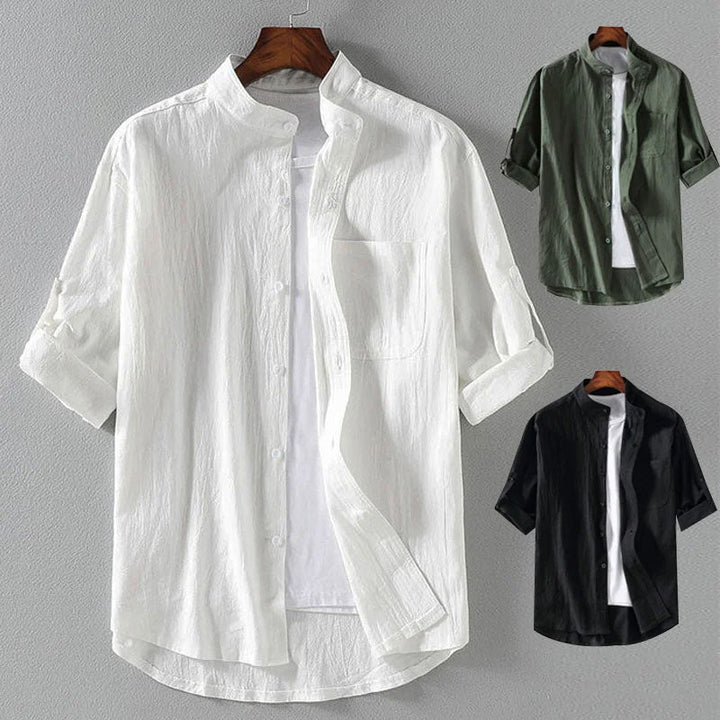Stand Collar Mid-Sleeve Men&