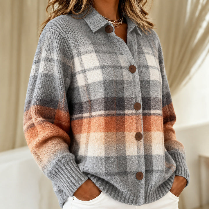 Marnie | Warm Ombre Check knitted jacket