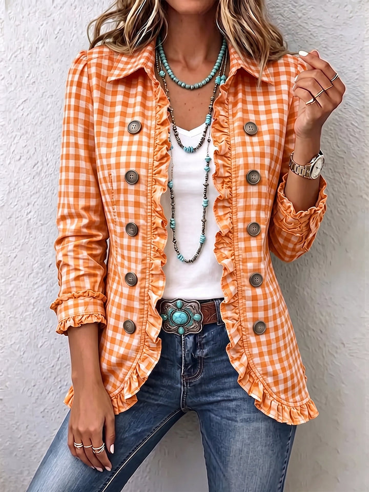 Evelyn | Green Gingham Ruffle Jacket