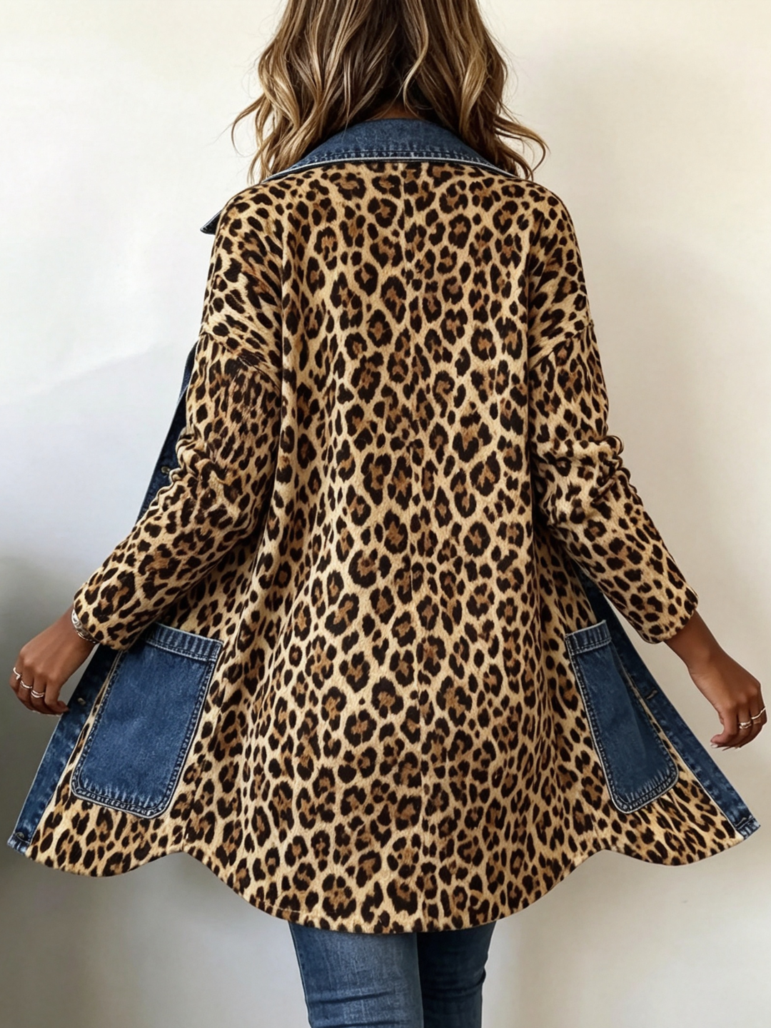 Nora | Leopard and Denim Longline Jacket