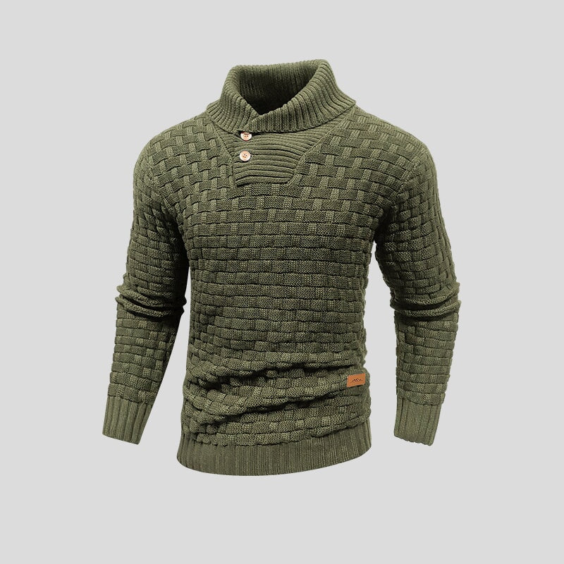 Hector - Basketweave Shawl Collar Jumper