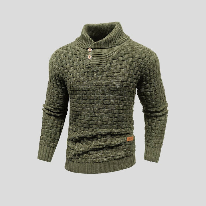Hector - Basketweave Shawl Collar Jumper