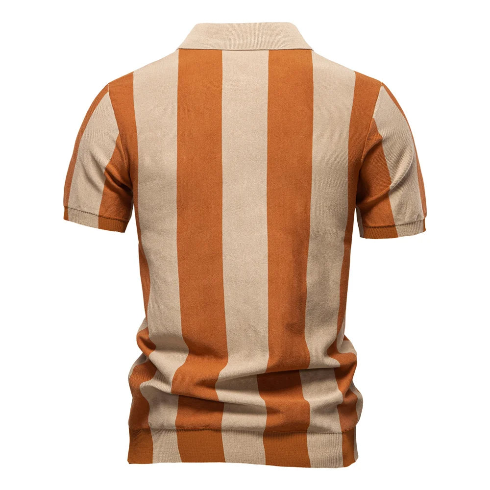 Stravino Stripe Zip Polo