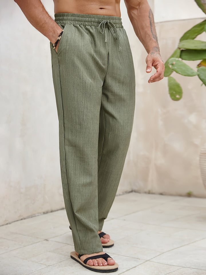 Isaac - Olive Summer Linen Trousers