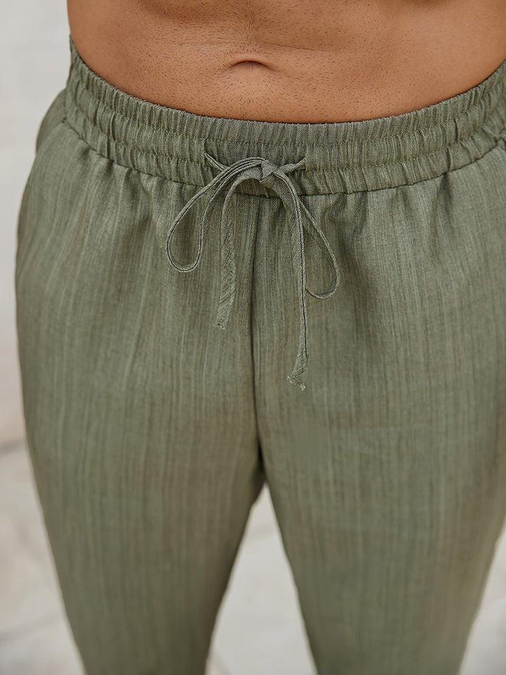Isaac - Olive Summer Linen Trousers