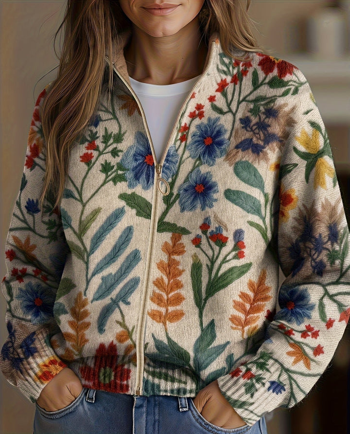 Elise | Botanical Garden Floral Zip Cardigan